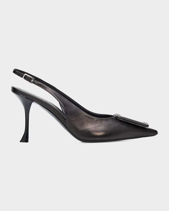 Roger Vivier 85mm Viv Ville Leather Slingback Pumps