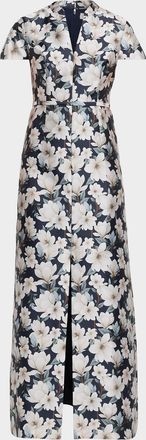 Sachin & Babi Charlotte Floral-Print Mikado Gown