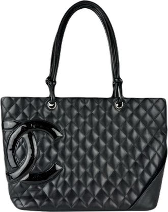 Chanel Black Leather Shoulder Bag Tote Bag (Pre-Owned)