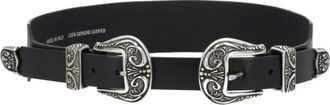 Golden Goose Double Buckle Washed Leather Belt - unisex - Accessoires - Zwart - Maat: 75 CM Leer