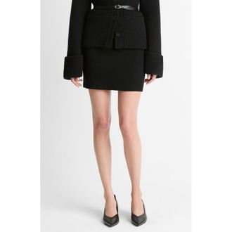 Vince Double Face Wool Blend Miniskirt in Black at Nordstrom, Size X-Large