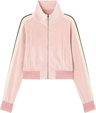 Palm Angels Crop Trainingsjack - Dames - Trainingsjackets - Roze - S - Katoen - Fitness