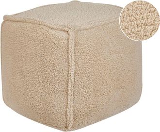 Beliani Beliani - Puf Coj&iacute;n Cuadrado 40 X 40 X 40 Cm Poli&eacute;ster Estampado Liso Marr&oacute;n Claro Alipur