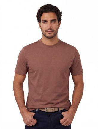 Cavallaro T-shirt Cavallaro Luvati roze korte mouw slim fit