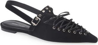 Jeffrey Campbell Geralt Pointed Toe Slingback Flat in Black Suede at Nordstrom, Size 9.5