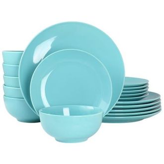 Elama Luna 18 Piece Porcelain Dinnerware Set in Blue at Nordstrom