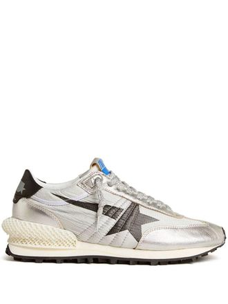 Golden Goose Marathon Nylon Sneakers With Silver Ripstop And Black Star Shoes