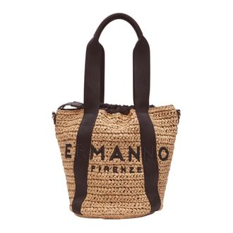Ermanno Scervino Raffia Medium Hobo Bag - female - Ermanno Scervino - Bucket Bags - Brown - ONE SIZE - Bags