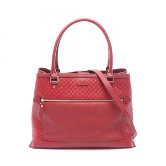 Gucci Red Color Leather Handbag Tote Bag (Pre-Owned)