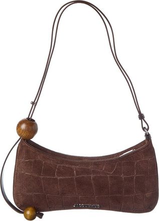 Jacquemus The Bisou Perle Croc-Embossed Suede Shoulder Bag