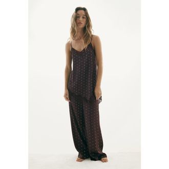 H&M Satin Pyjamas in Dark Brown/polka Dot at Nordstrom, Size X-Small