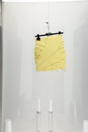 Celine Womens Mini Skirt Draped Viscose Dandelion Yellow