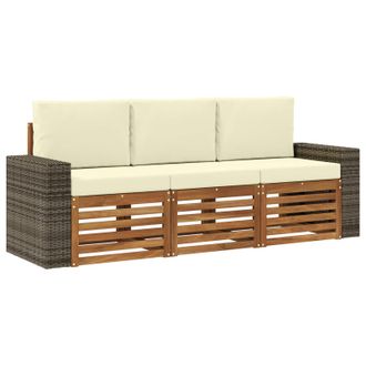 vidaXL Juegos De Sof&aacute;s Con Coj&iacute;n 3 Pcs Madera De Acacia S&oacute;lida Vidaxl