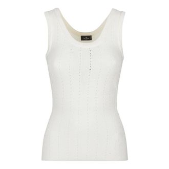 Etro Mouwloze Katoenen Top - Dames - Tops zonder mouwen - Wit - M - Katoen - Tops