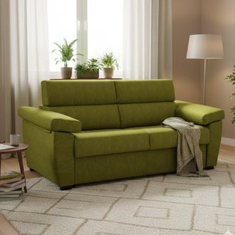 Dmora Sof&aacute; Cama 3 Plazas Pacecos, Desenfundable, Con Almacenamiento Made In Italy, Lavable, 225x95 Cm Verde