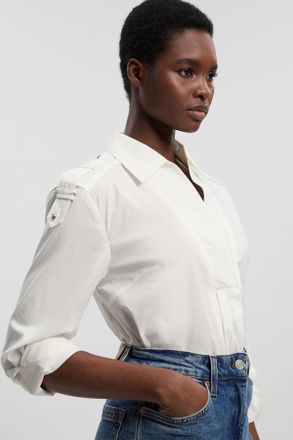 Karen Millen Womens Boxy Cotton Placket Detail Woven Shirt - White - Size 10 UK