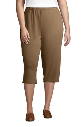 Lands End Sport Knit High Rise Elastic Waist Capri Pants in Rich Camel at Nordstrom, Size 3 X