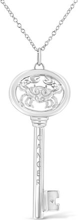 House of Brilliance 925 Sterling Silver Diamond Accent Zodiac Key 18 Pendant Necklace