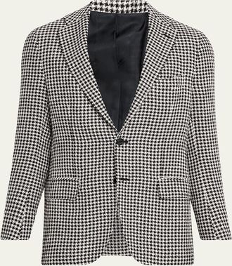Kiton Mens Check Cashmere-Linen Sport Coat