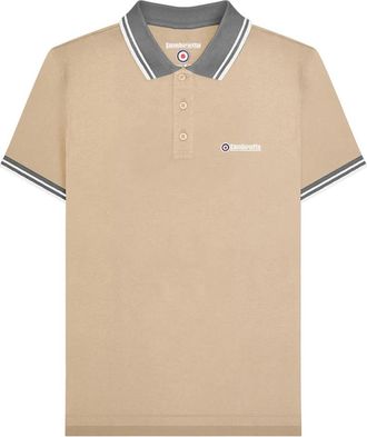 Lambretta Heren Polo Shirt met Contrastafwerking (Steen/IJzer)