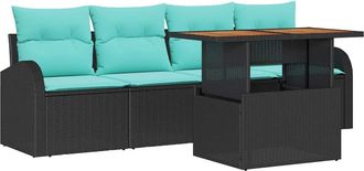 vidaXL Set Divano Da Giardino 5 Pz Nero Poly Rattan Vidaxl