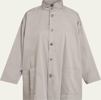 Eskandar Slim A-Line Double Stand Collar Jacket With Stepped Insert - Long Length