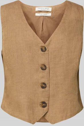 Christian Berg Leinenweste mit V-Ausschnitt in Mud, Gr&ouml;&szlig;e 44
