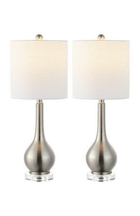 Jonathan Y Designs Dylan 25 Metal/Crystal Teardrop LED Table Lamp in Nickel at Nordstrom
