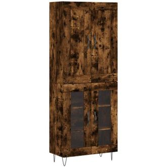 vidaXL Aparador Alto Madera Contrachapada Roble Ahumado 69,5x34x180 Cm Vidaxl