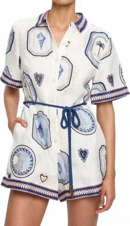 Kivari Alessia Collar Neck Playsuit In Cream Navy