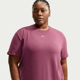 Nike Womens One Relaxed Dri-FIT Short-Sleeve Top (Plus Size) in Red | FN2816-654