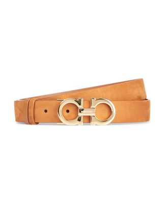 Ferragamo Slim Tan Calf Leather Belt