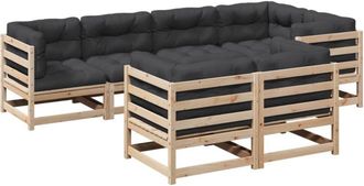 vidaXL Set De Sof&aacute;s Jard&iacute;n 7 Pzas Con Cojines Madera Maciza Pino Vidaxl