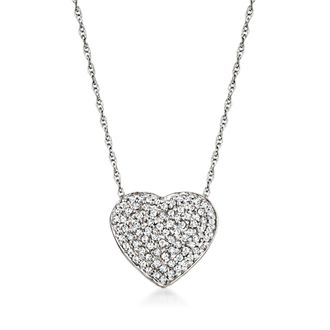Ross-Simons Diamond Heart Pendant Necklace in 14kt White Gold