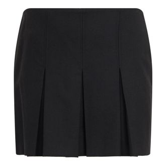 Alberta Ferretti Rokken, Dames, Zwart, S, Wol, Korte Rok met Plooien