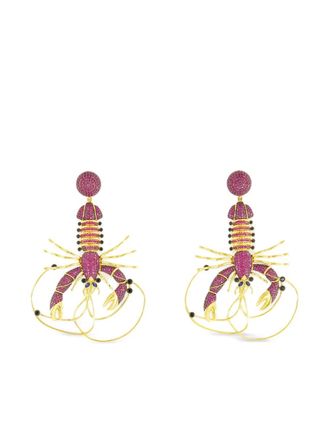Begum Khan crystal-embellished lobster earrings - Yellow