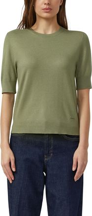 s.Oliver Strickpullover S.OLIVER, Damen, Gr. 36, khaki, Feinstrick, Obermaterial: 100% Baumwolle, unifarben, normal h&uuml;ftbedeckend, Rundhals, Flachstrickb&uuml;ndche