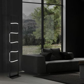 ETC Shop Lampada da terra a led lampada da terra lampada da soggiorno lampada da ufficio lampada da camera da letto, metallo nero alluminio bianco plastica