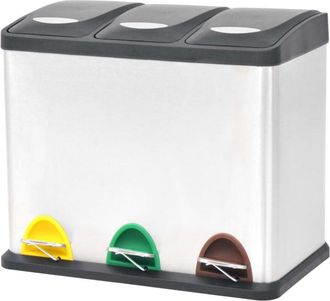 vidaXL Cubo De Reciclaje Y Basura Con Pedal Acero Inoxidable 24 L Vidaxl