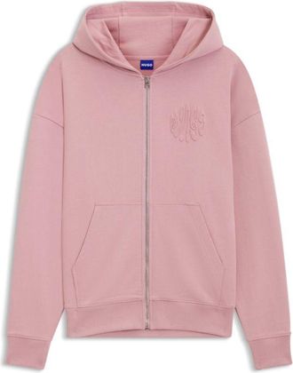 HUGO BOSS Embossed-logo zip-up hoodie in cotton terry