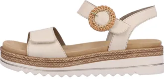 Remonte Keilsandalette REMONTE, Damen, Gr. 36, beige (hellbeige), Leder, unifarben, Schuhe Keilsandalette, Sommerschuh, Riemchensandale mit praktischen Klettv