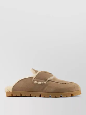 Prada round toe mules slippers rubber sole stitching
