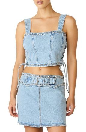 Steve Madden Babe Denim Corset Top in Hazey Blue at Nordstrom, Size 10