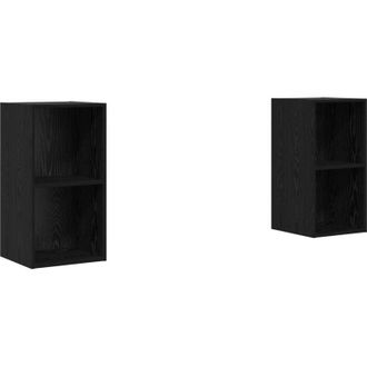 vidaXL Vidaxl - Mueble De Tv De Pared 2 Pcs Roble Negro 37 X 37 X 72 Cm