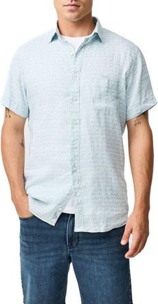 Rodd & Gunn Glenene Sports Fit Microprint Short Sleeve Linen Button-Up Shirt in Dusk at Nordstrom, Size Xxx-Large