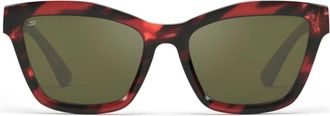 Serengeti Eyewear Rolla Bold Rectangular Tortoiseshell Sunglasses with Green Lenses