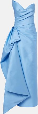 Monique Lhuillier Draped asymmetric bustier gown