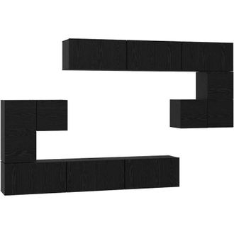 vidaXL Vidaxl - Conjunto De Mueble De Tv 10 Pcs Roble Negro 180 X 30 X 90.5 Cm