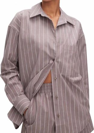 Good American Womens Oversized Stripe Shirt In Grey