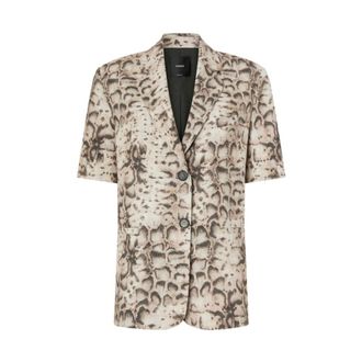 Pinko Shirts, female, Multicolor, Size: XS Short-sleeved Jacket with Snake Print